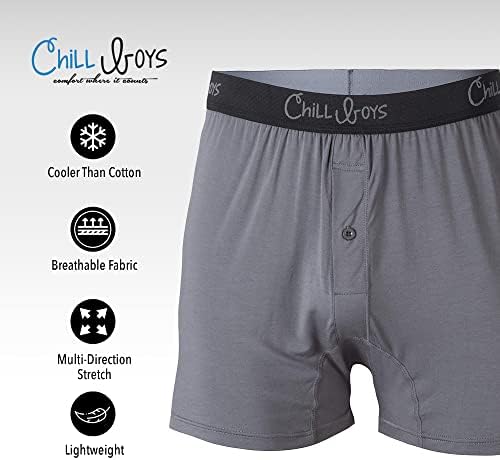Chill Boys Boxers de bambu macio para homens - roupas íntimas frias e confortáveis ​​e respiráveis ​​- shorts boxer