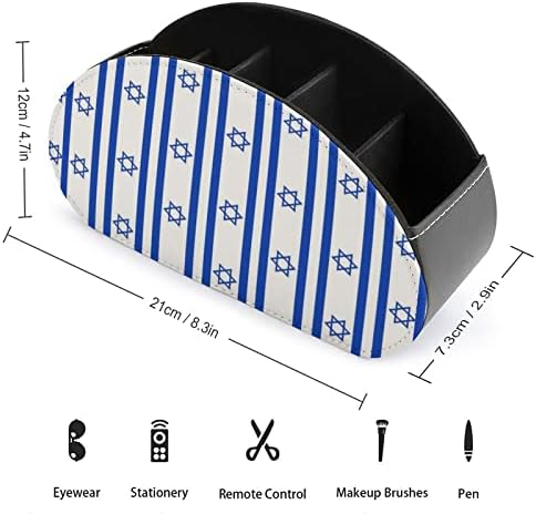 Israel Flag em forma de couro PU Controles remotos Caixa de organizador de armazenamento de desktop com 5 compartimentos