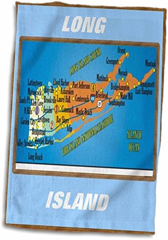 3drose Florene Décor II - Mapa emoldurado de Long Island - toalhas