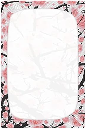 Alaza rosa Flor de cerejeira SAKURA FLOR FLROAL FELHOS DE CRIB SHEEN DE BASHET para meninos bebês criança, tamanho padrão 52 x 28 polegadas