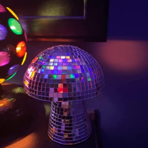 Yeehlmer criativo cogumelo bola de discoteca para festa, decoração de mesa - espelho retro prateado bola de bola de cogumelos de cogumelos