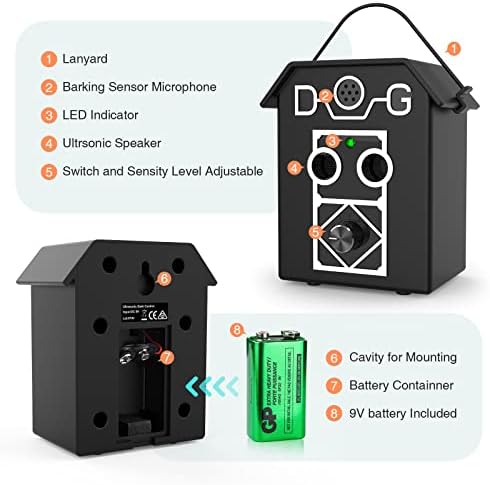 Dispositivo anti -Barking, dispositivos de controle de latido de cães automáticos de 55 pés, 3 sensibilidades dispositivos de controle