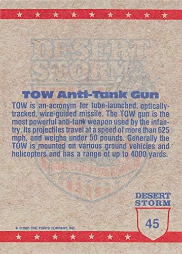 1991 Topps Desert Storm Storm Amarelo Leteira Coalizão para Cartões de Comércio de Paz 45B Tow Anti-Tank Gun