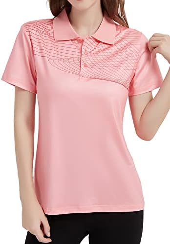 Camisa de golfe feminina de igeekwell, camisa de pólo de colarinho curta, pólo huss wicking lady golfe tênis de tênis de tênis