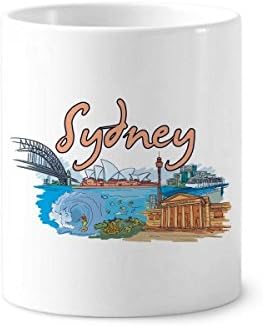 Austrália City Sydney Ópera aquarela de dentes de dentes de dentes caneta caneca de cerâmica stand cup