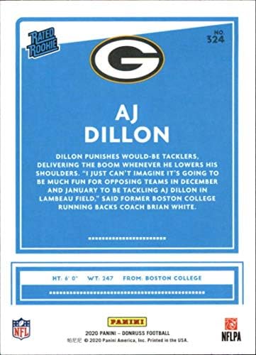 2020 Donruss 324 AJ Dillon Green Bay Packers NFL Football Card NM-MT
