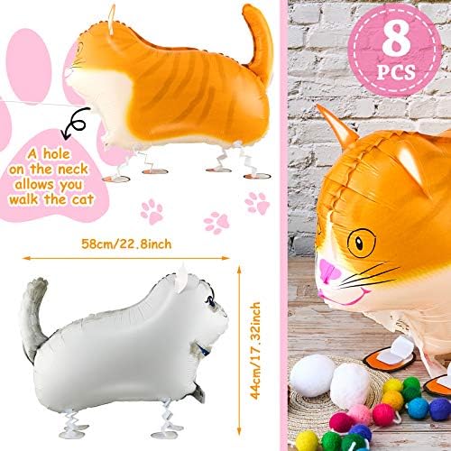 8 peças andando balões de gato de animal alumínio Walkers Air Walkers para decoração de festas para suprimentos de festa temática de