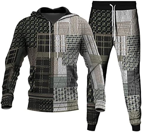 Sinzelimin Mens Sport Casual Conjunto de moda Pullover com capuz e calça de moletom Duas peças Cardigan Coat Zip Up Bomber Outwear