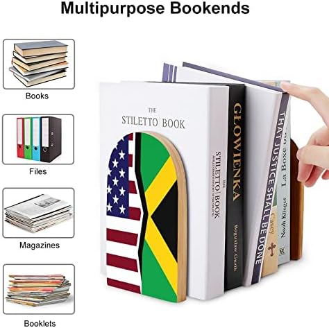 Estados Unidos e Jamaica Flag Grandes Livros de madeira Modern Decorative Bookshelf Book Stopper Desk Shelf Setors