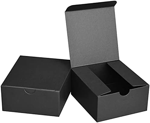 Caixas de presente pretas pequenas de Fairlegend 4x4x2 caixas de papel pretas para presentes, favores de festas, chuveiros,