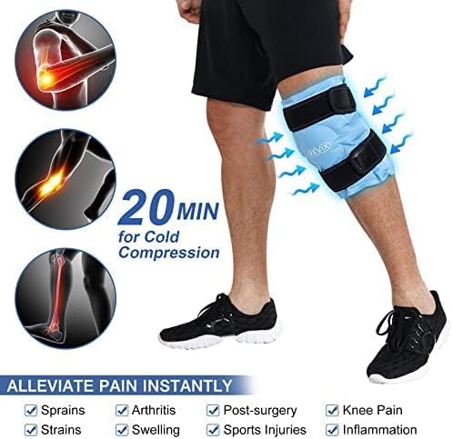 Revix Back Ice Pack para alívio da dor no joelho, envoltório de gelo reutilizável em gel para lesões nas pernas e com pacotes de gelo em gel de bezerro e lesões para lesões reutilizáveis