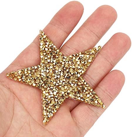 Rhinestone Star Applique Stick, 10pcs Gold Glitter Rhinestones Patches Applique Adhesive Decsive Sticking Decoration