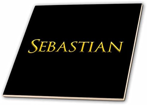 3drose Sebastian Popular Baby Boy Nome nos EUA. Amarelo em charme preto - telhas