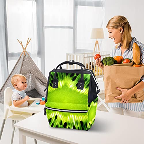 Sacos de fraldas verdes de frutas kiwi Backpack Mummy Backpack de grande capacidade Bolsa de enfermagem Bolsa de viagem para cuidados