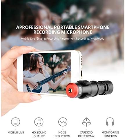 Microfone de smartphone estéreo da Profissão Rtbbyu para gravação de vídeo Live 3,5mm Jack Mic for