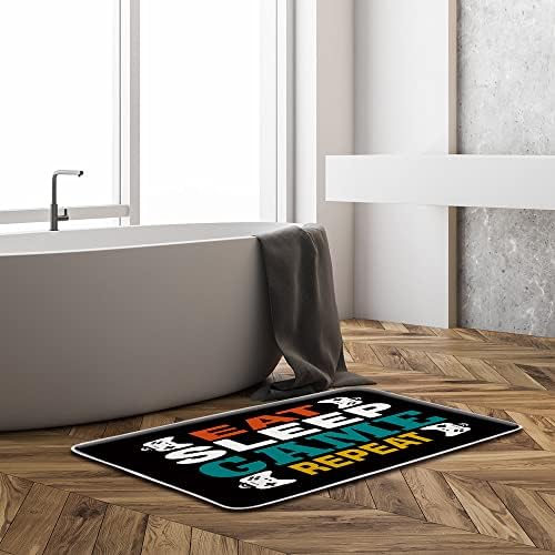 Wzfashion Gamer Bath tapete, moderno controlador de console de jogo engraçado Citação Eat Sleep Game Reputa Kids Video Game Boys Bath Creative Bath Floor Tapete, capacho absorvente Tapete do quarto do banheiro da cozinha, 17,7 x 29.5