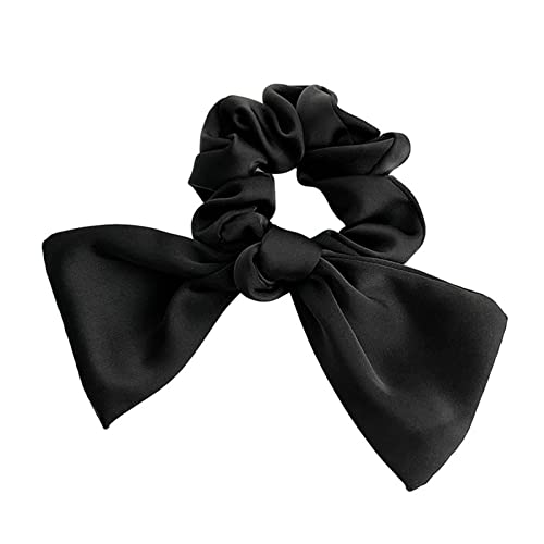 Zeshimb Black Headwarwarwarwar bow bowknot scrunchies elástico laços de cabelos acessórios de rabo de cavalo acessórios