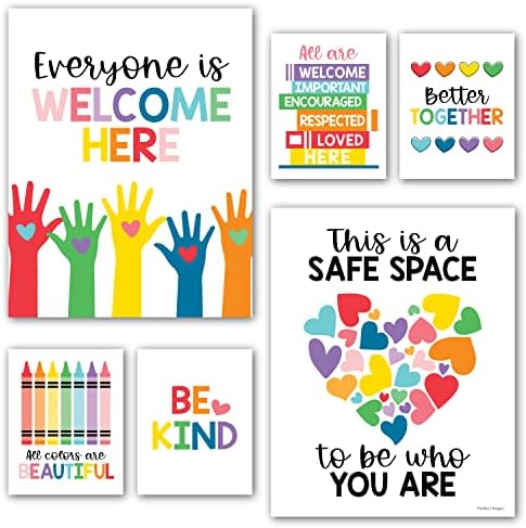 6 pôsteres coloridos de diversidade de pôsteres para decoração de sala de aula para professores elementar - decoração de sala