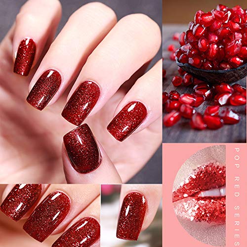 Arte Clavo 15ml de Natal Vermelho Red Glitter Polish Varnish Mergulhe de UV LED LED Gold Glitter Gel Gel Polish Nail Art Salon Conjunto