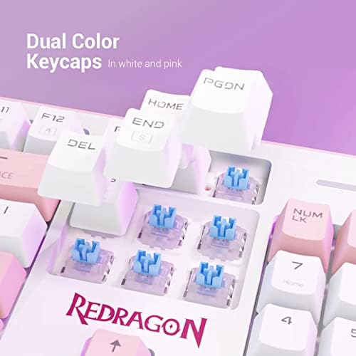 Redragon K623 Teclas de cores duplas teclado de jogos mecânicos LED branco único + RGB Borda lateral Backit
