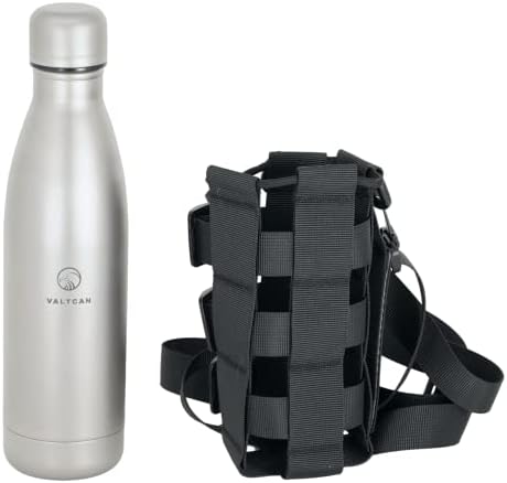 Valtcan Titanium Water Bottle 680ml Projeto militar com caixa de transporte de 23 onças para ciclismo de parede única