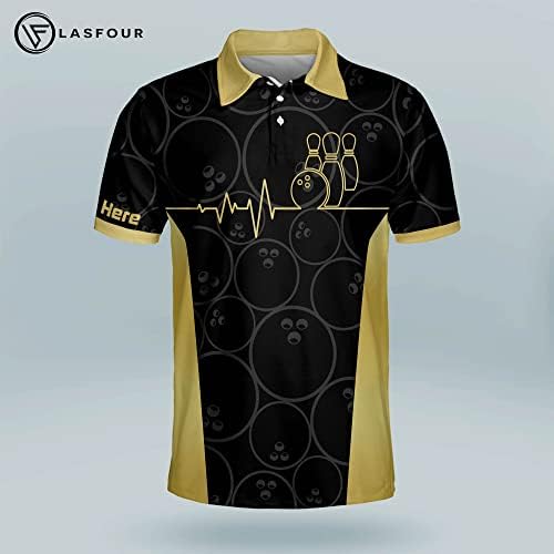 Camisa de boliche personalizada a lasfour para homens, camisas de pólo masculinas de manga curta, pólo engraçado da equipe