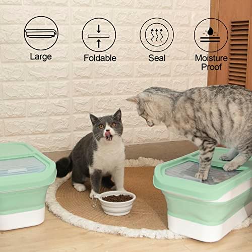 DDMomMy 2pcs recipiente de armazenamento de alimentos para cães dobráveis, 10-13 lb Recipientes de alimentos de gato de estimação grandes