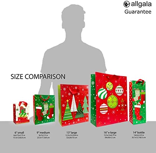 Allgala 12-PC Premium Metallic Foil Hotstamping Chritmas Gift Bag-GP91033