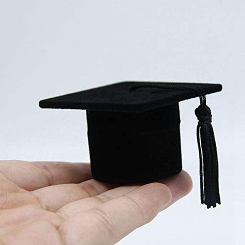 Tendycoco Graduation Party Decorações de graduação Caixa de noivado Caixa de anel para proposta Caps de jóias em forma de tampa de jóias Caso do anel preto 1pc Decorações de festa de graduação Decorações de graduação