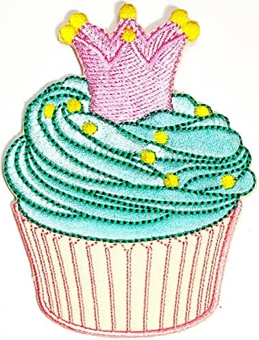 Kleenplus 3pcs. Princess Crown Cupcakes de sobremesas infantis de desenho animado cupcake ferro em apliques de apliques de apliques