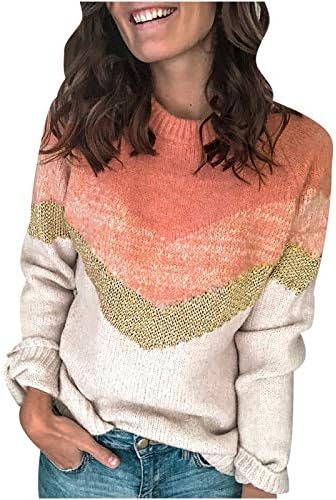 Camis cutâneos de suéteres femininos de Ymosrh Autumn Winter Stitching Sweater de malhas de mangas compridas camisetas de outono superior