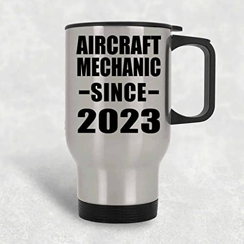 Designsify Aircraft mecânico desde 2023, caneca de viagem de prata 14oz de aço inoxidável Tumbler, presentes para