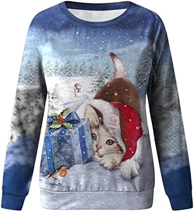 Camisas de Natal para Mulheres 2022 Moda Plus Tamanho engraçado Tops fofos casuais solto Fit Crewneck Sweetshirts Rouphits Y2K Clothing