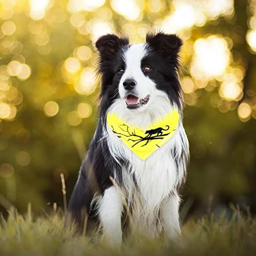 Silhueta de puma Bandanas de cachorro de padrão amarelo preto, 2 pacote de lenço de estimação lavável macio Triângulo para cachorros