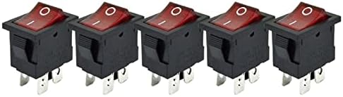 BELOF 5PCS KCD1-104 PLACT ROGHER LED RODA 6A 250VAC 4 PIN OFF OFF DPST 12V 220V TRANSFORNADOR DE TRABALHAÇÃO