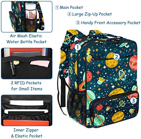 Mochila VBFOFBV para Mulheres Daypack Laptop Backpack Saco casual de viagem, Universo Planet Cartoon