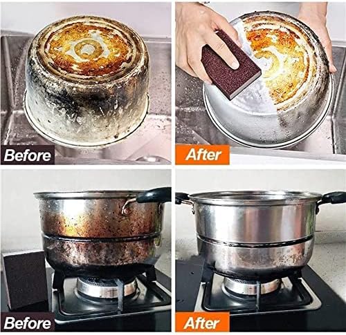 Esponja fshanyue nano carborundum com alça, esponja de limpeza de 6pcs emery para vasos e panelas, limpador de aço inoxidável de cozinha, ferramenta de limpeza doméstica