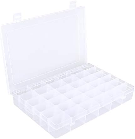 VIUJUH 36 grades Caixa de jóias de grades de plástico transparente para armazenamento de jóias para armazenamento de contas,