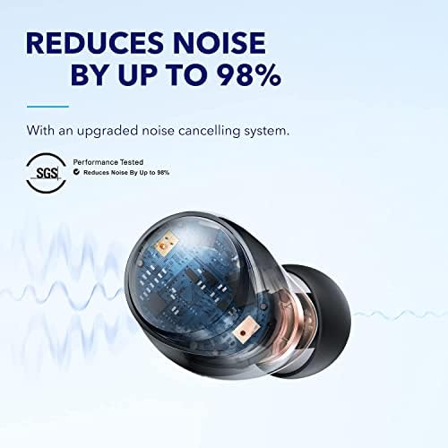 Soundcore por Anker Space A40 Adaptive Active Ruído cancela os fones de ouvido sem fio, reduza o ruído em até 98%, tempo de reprodução de 50h ultra longo, som de alta resolução, personalização de aplicativos, carga sem fio