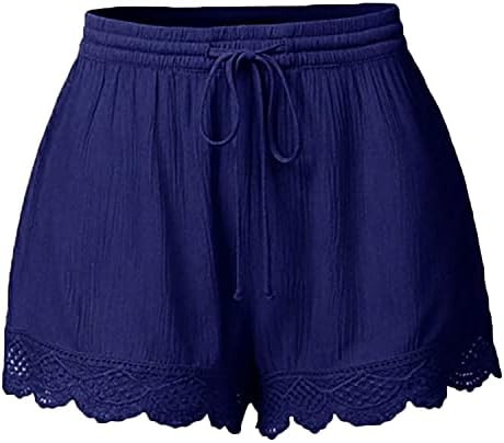 Shorts de cordão de renda para mulheres de cintura elástica casual sucas confortáveis