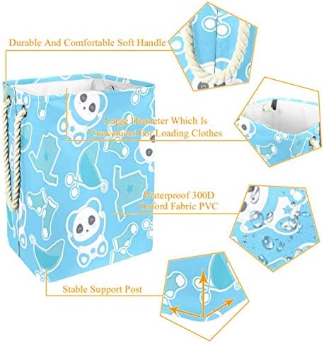 Deyya panda lavanderia azul cesto cesto de altura dobrável para crianças adultas meninos adolescentes meninas em quartos banheiro