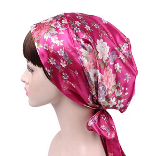 Supvox Chemo Headwear Turbans Silk Flower Padrão de Flor Cabeça Night Cabeça Capa para Mulheres Câncer Perda de Cabelo Sono Sleep