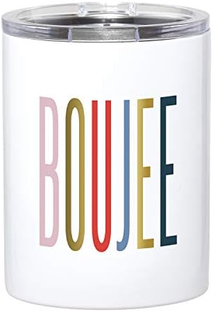 Marcas criativas Coleções inclinadas Tumbler de viagem de aço, 12 onças, branco - Boujee