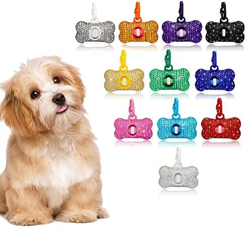 Savori cocô de cocô de cocô de cocô Bling Crystal Dog Sanks Dispenser para Pet Dog Doggy com clipe de mosquetão inclui 1 rolo 15 sacos