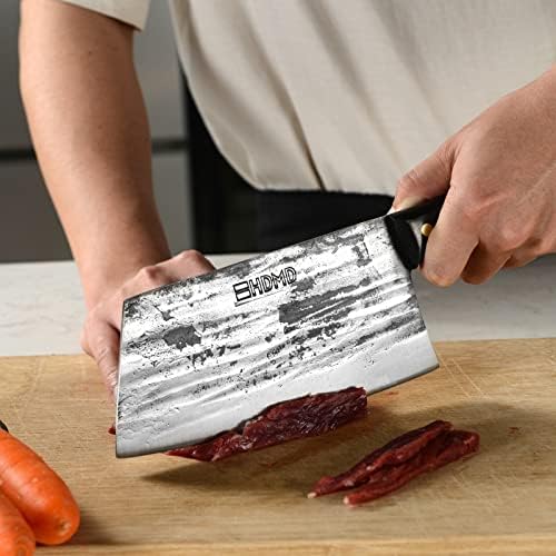 HDMD Meat Cleaver Knife Chopper de ossos pesados, aço de alto carbono Hand forjado Corte de carne com alça de tang completa