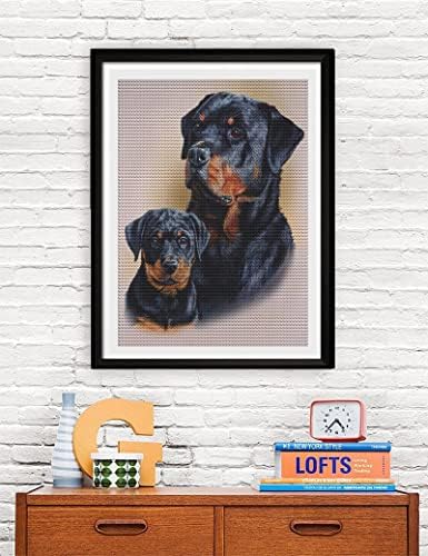 Kits de pintura de diamante de cachorro DVwivgy, pintura de diamante de cachorro Rottweiler, Diamond Art Black Dog para relaxamento e decoração de casa 12 x 16 polegadas