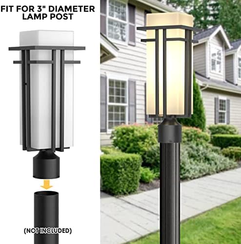 Yoenecea Outdoor Post Lighttle - Lâmpada de alumínio Postagens ao ar livre, lanterna de lâmpada de luz ao ar livre com base de montagem de píer de 3 polegadas, iluminação externa do poste para a varanda Garnden