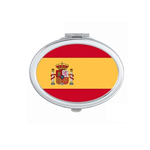 Espanha Flag National Europa Country espelho portátil maquiagem manual de mão dupla lateral óculos