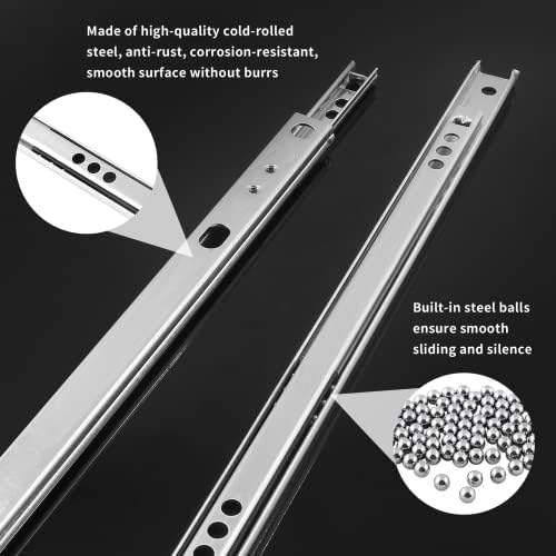 BIAUNGDO 2 PCS Slides de gavetas, lâmina de gaveta de monte lateral de rolamento de metal de 13,5 /342 mm, trilho de trilha