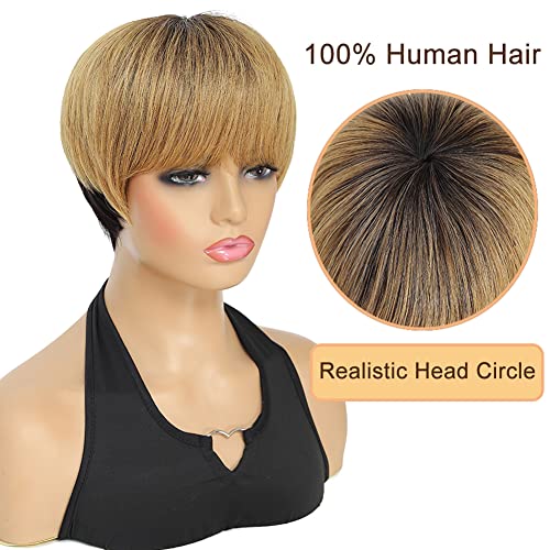 Pixie fovbuty Cut Wigs Pixie peruca 1b/27 cabelos humanos ombre pixie perucas para mulheres negras cabelos humanos curtos